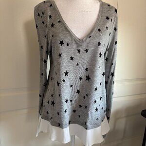 Hinge, Long-sleeve Grey & Black Star Tunic, Size Medium